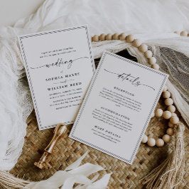Convite Casamento preto e branco clássico multifuncional s