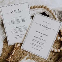 Convite Casamento Preto e Branco Clássico Simples Tudo-em-