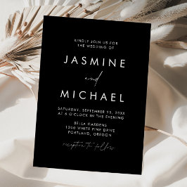 Convite Casamento Preto e Branco com Letra Moderna Minimal