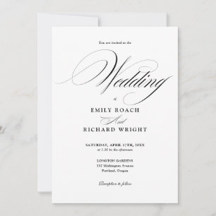 Convite Casamento Preto e Branco com QR Code Moderno e Ele