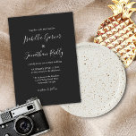 Convite Casamento preto e branco com Script Clássico Minim<br><div class="desc">Convite para Casamento Branco e Preto de Script Clássico Minimalista</div>