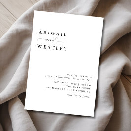 Convite Casamento preto e branco com Script Elegante Simpl
