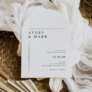 Convite Casamento Preto e Branco de Arco Minimalista Moder