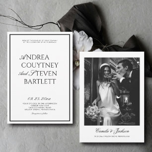 Convite Casamento Preto e Branco de Luxo e Dinheiro Antigo