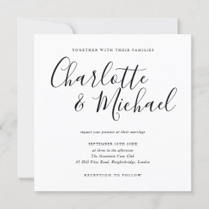 Convite Casamento Preto E Branco De Script De Assinatura E