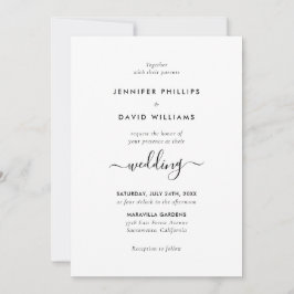 Convite Casamento Preto e Branco de Script Moderno
