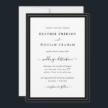 Convite Casamento Preto e Branco de Script Moderno<br><div class="desc">Casamento Negro e Branco moderno. Faça seu convite de casamento tão memorável quanto seu dia especial com este design e na moda. Apresentando um olhar simples e minimalista com um toque clássico tradicional, este convite moderno apenas para texto apresenta um roteiro de caligrafia com letra manuscrita com um quadro clássico...</div>