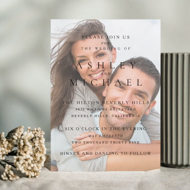 Convite Casamento Preto e Branco do Vellum de Luxo Elegant (Your Dream Wedding Awaits! Invite in Style 🌹💒 [Customize Your Invite])
