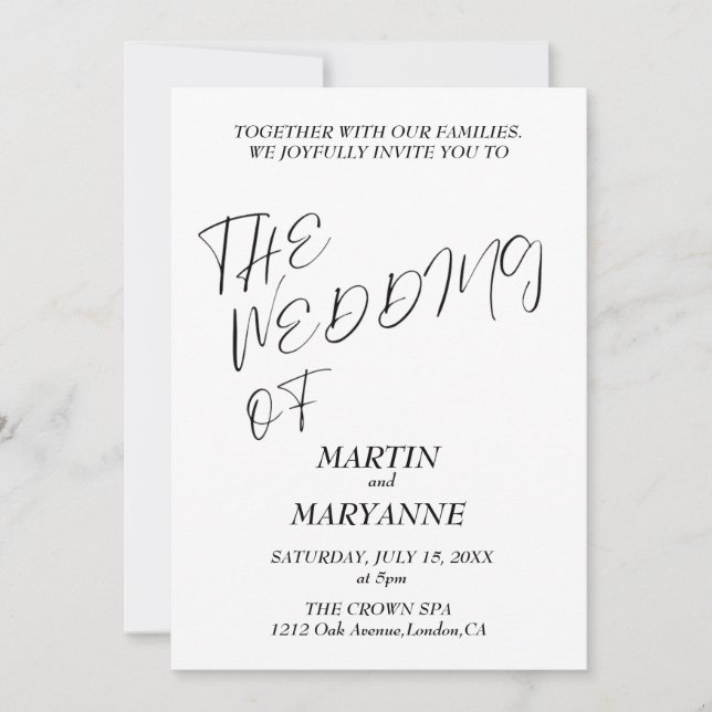 Convite Casamento Preto e Branco Elegante (Frente)