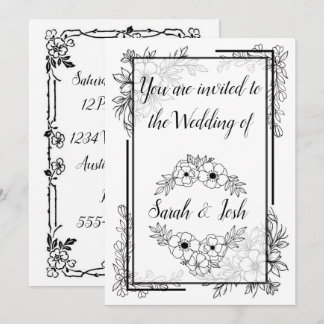 Convite Casamento Preto e Branco Elegante