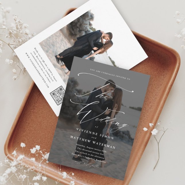 Convite Casamento Preto e Branco Elegante e Simples (Criador carregado)