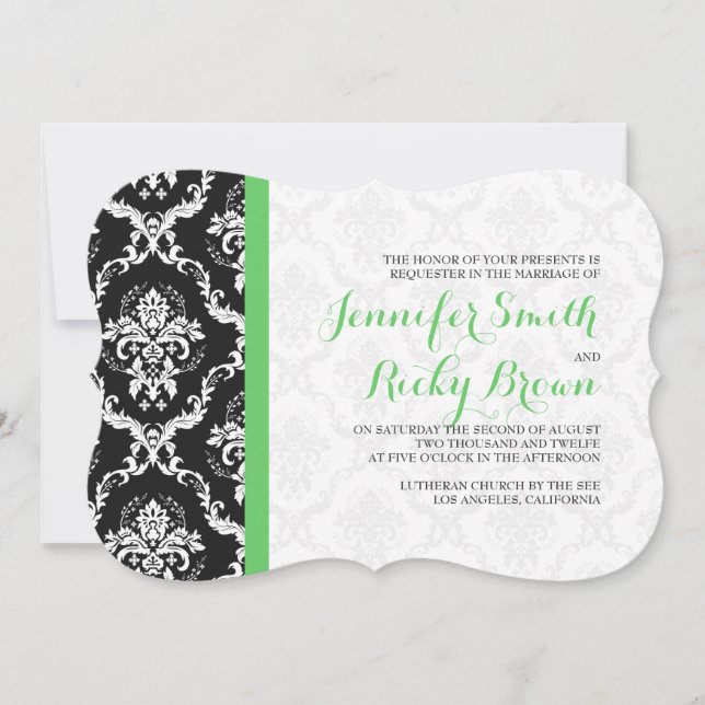 Convite Casamento preto e branco Elegante monograma (Frente)