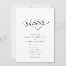 Convite Casamento Preto e Branco Elegante Tudo em Um