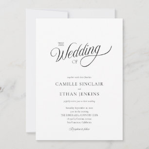 Convite Casamento Preto e Branco Elegante Tudo em Um