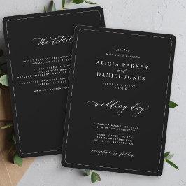 Convite Casamento preto e branco elegante tudo em um