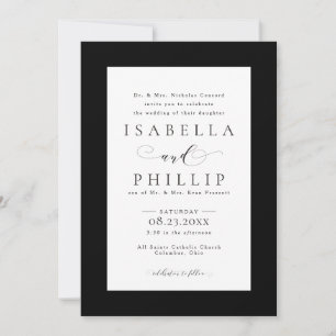 Convite Casamento preto e branco formal e elegante