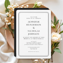 Convite Casamento Preto E Branco Formal Elegante