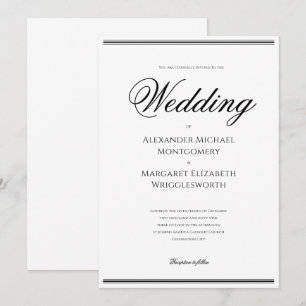 Convite Casamento Preto e Branco Formal Elegante