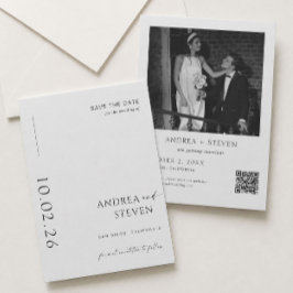 Convite Casamento Preto e Branco Foto de Salvar a Data