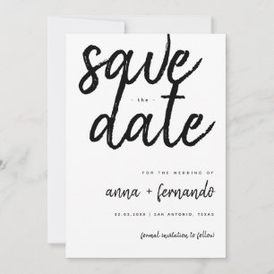 Convite Casamento Preto e Branco Grande Script Salvar a Da