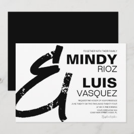 Convite CASAMENTO PRETO E BRANCO Grunge E COMERCIAL E SINA