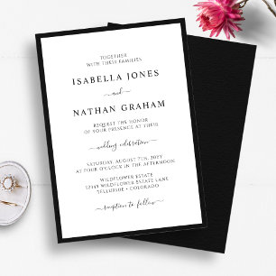 Convite Casamento Preto e Branco Minimalista com Grafia El
