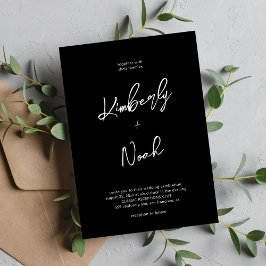 Convite Casamento preto e branco minimalista com script si