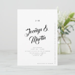 Convite Casamento Preto e Branco Minimalista Elegante 