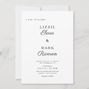 Convite Casamento Preto e Branco Minimalista Moderno