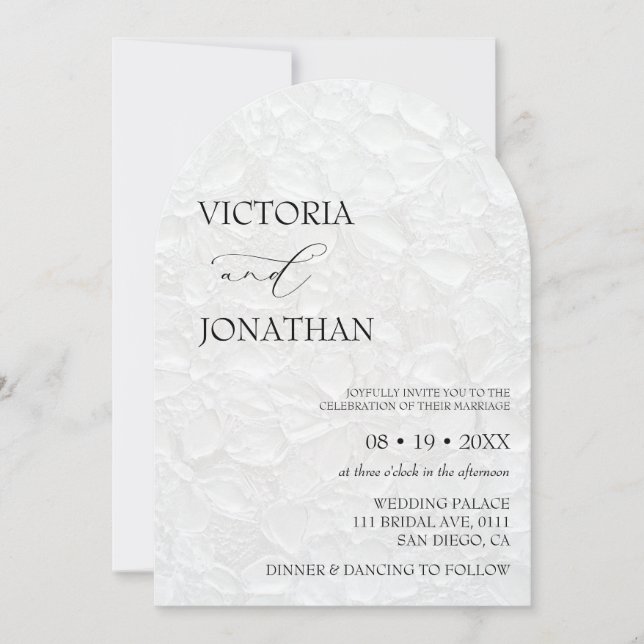 Convite Casamento preto e branco mínimo legante (Frente)