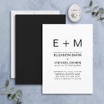 Convite Casamento Preto e Branco Mínimo Moderno Monograma<br><div class="desc">Leek, chic e elegante, este convite de casamento do Monograma Mínimo preto e branco é facilmente personalizado com as suas iniciais de casamento, e perfeito para um caso moderno e sofisticado na tipografia sans moderna. Muito obrigado por apoiar a nossa pequena empresa, que apreciamos muito! Estamos tão felizes que você...</div>