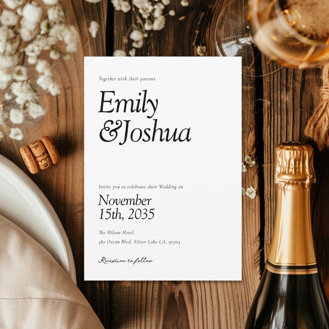 Convite Casamento preto e branco moderno (Criador carregado)