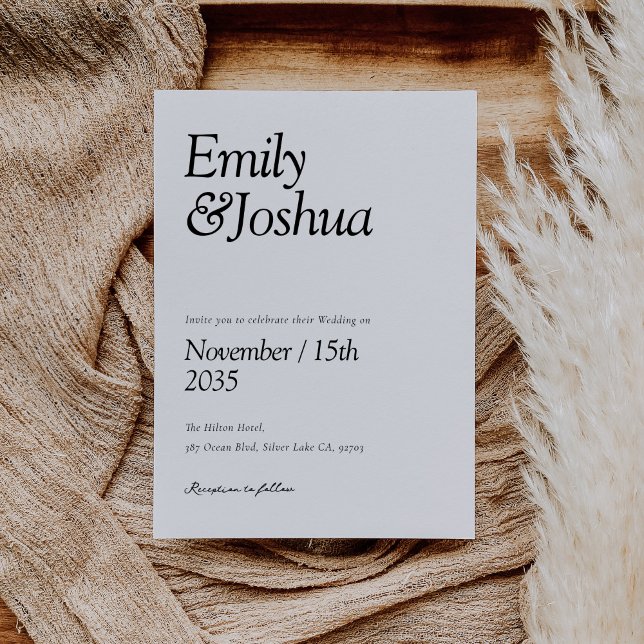 Convite Casamento preto e branco moderno (Criador carregado)