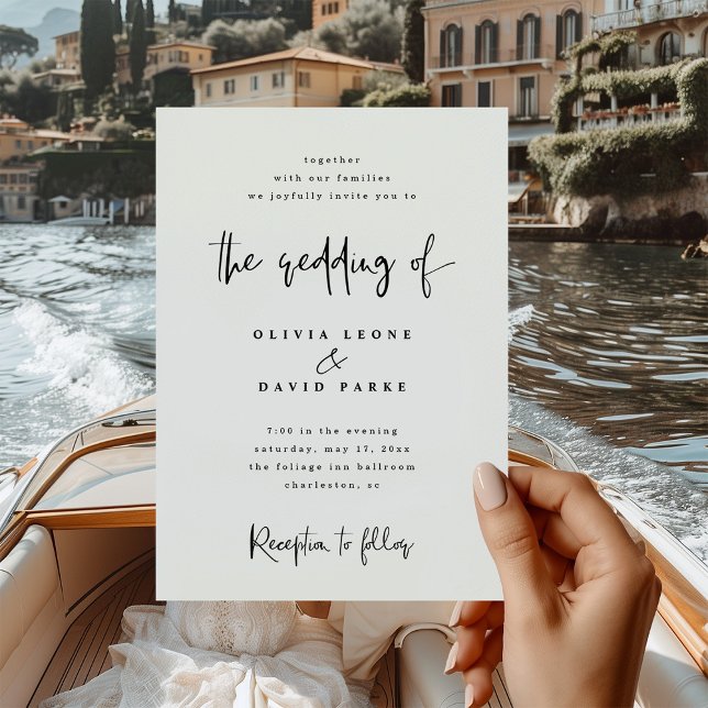 Convite Casamento preto e branco moderno (Criador carregado)