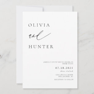 Convite Casamento Preto e Branco Moderno Chic