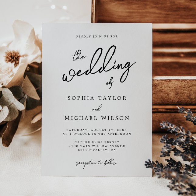 Convite Casamento Preto E Branco Moderno Contemporâneo (Criador carregado)