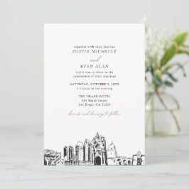Convite Casamento preto e branco moderno de San Diego