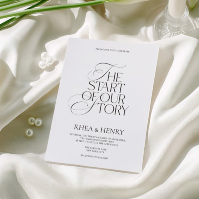 Convite Casamento Preto e Branco Moderno e Elegante (Elegant Modern Black & White Wedding Invitation)