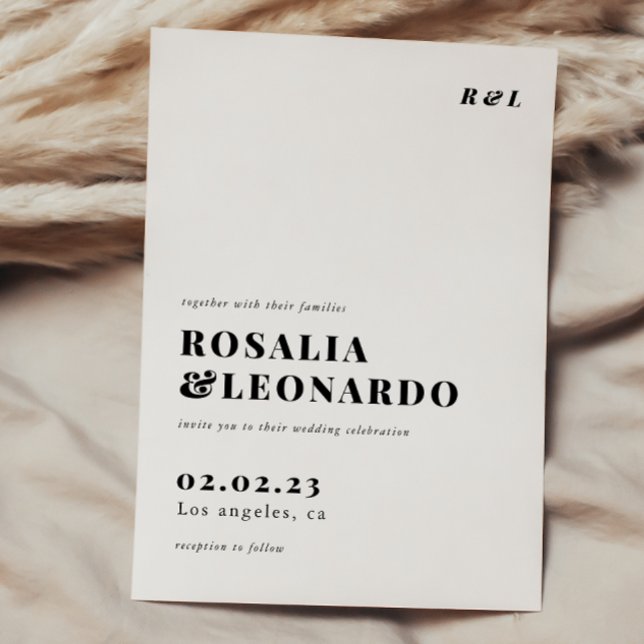 Convite Casamento preto e branco moderno e elegante (Criador carregado)