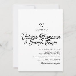 Convite Casamento Preto e Branco Moderno e Elegante com Le