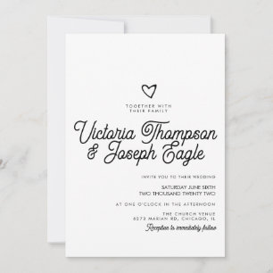 Convite Casamento Preto e Branco Moderno e Elegante com Le