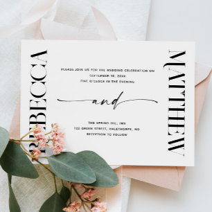 Convite Casamento Preto e Branco Moderno e Elegante Foto