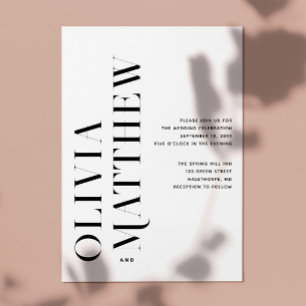 Convite Casamento Preto e Branco Moderno   Foto Minimalist