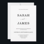 Convite Casamento preto e branco moderno minimalista simpl<br><div class="desc">Simples convite de casamento preto e branco minimalista. Personalize todo texto e cores neste convite elegante para o casamento.</div>