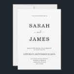 Convite Casamento preto e branco moderno minimalista simpl<br><div class="desc">Simples convite de casamento preto e branco minimalista. Personalize todo texto e cores neste convite elegante para o casamento.</div>