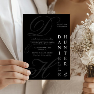 Convite Casamento preto e branco monocromático moderno