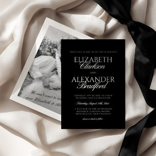 Convite Casamento Preto e Branco Old Money