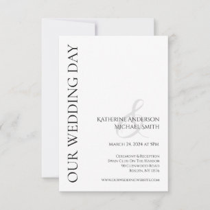 Convite Casamento preto e branco simples moderno-