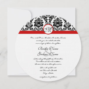 Convite Casamento Preto e Branco Vitoriano Damasko com Cor