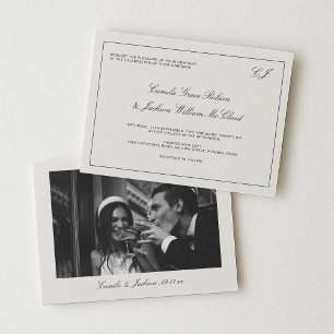 Convite Casamento Preto e Creme ao Estilo Vitoriano Antigo